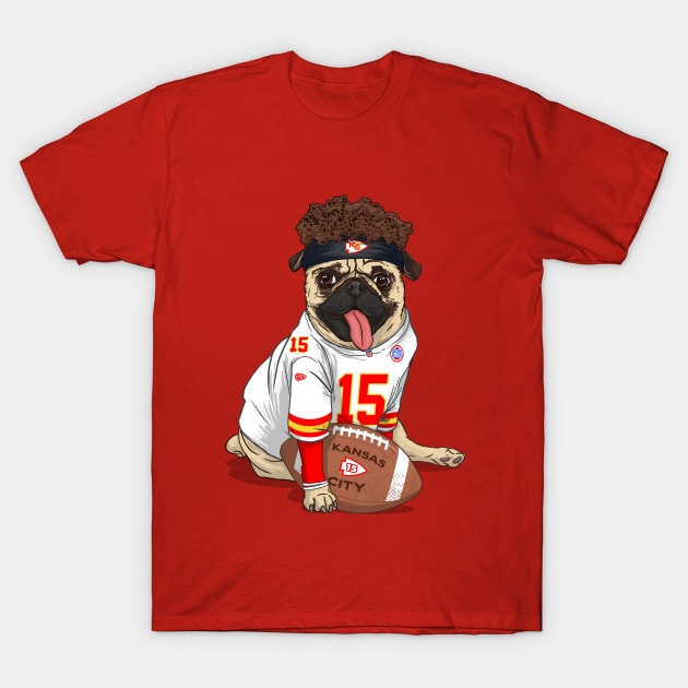 Pug Mahomes T-Shirt by flowwestprintandapparel